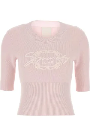 Givenchy Strik, Dame, Lyserød, M, Bomuld, Pudderrosa Top med Rund Hals