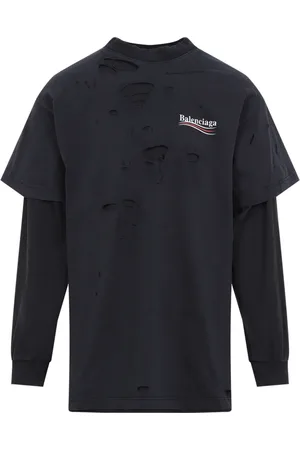Balenciaga Top, Dame, Sort, M, Bomuld, Lagdelt langærmet T-shirt
