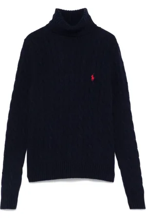 Ralph Lauren Strik, Dame, Blå, XS, Uld, Rullekrave Sweater