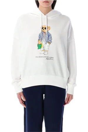 Ralph Lauren Sweathshirts & Hoodies, Dame, Hvid, S, Bomuld, Polo Bear Fleece Hættetrøje
