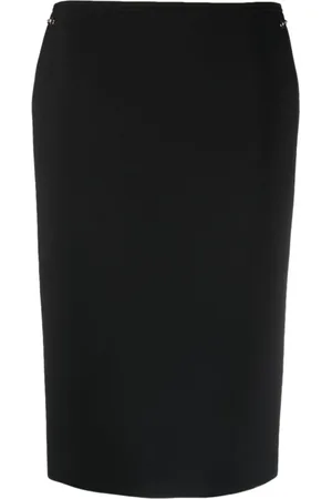 Gucci Nederdel, Dame, Sort, S, Uld, Horsebit Uld Midi Nederdel