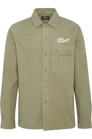 Barbour Jakke, Herre, Grøn, L, Bomuld, Grøn Bomuld Overshirt Steve McQueen Signatur