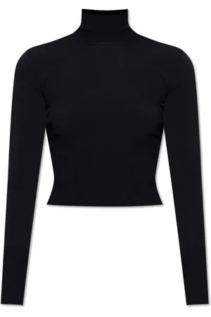 Alaïa Strik, Dame, Sort, XS, Polyester, Fitted Turtleneck