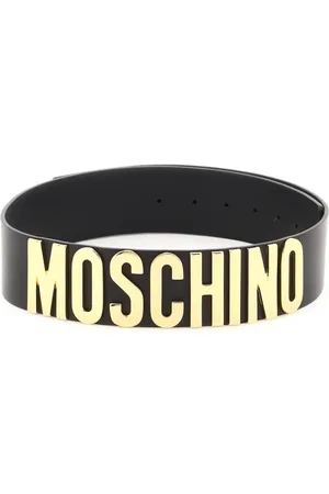 Moschino Tilbehør, Dame, Sort, 100 CM, Læder, Logo Lettering Læderbælte