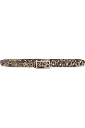 Gestuz Tilbehør, Dame, Brun, ONE SIZE, Læder, Leopard Print Læder Eyelet Bælte Tilbehør