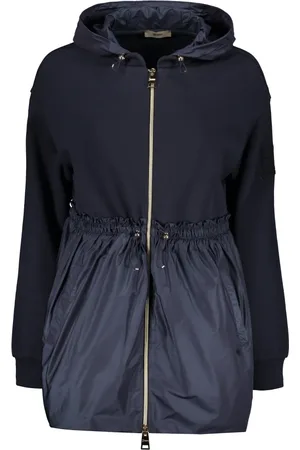 HERNO Frakke, Dame, Blå, S, Bomuld, Hætte Zipped Cardigan med Tekniske Indsatser