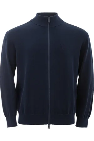 Armani Exchange Sweathshirts & Hoodies, Herre, Blå, M, Bomuld, Sweatshirt med lynlås