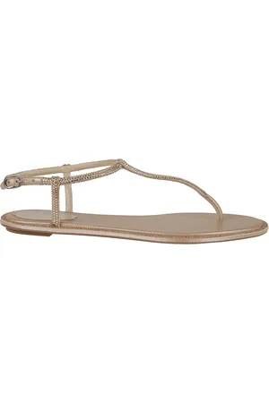 RENE CAOVILLA Sko, Dame, , 39 1/2 EU, Læder, Krystalpyntet Nøgen Sandal Ss24