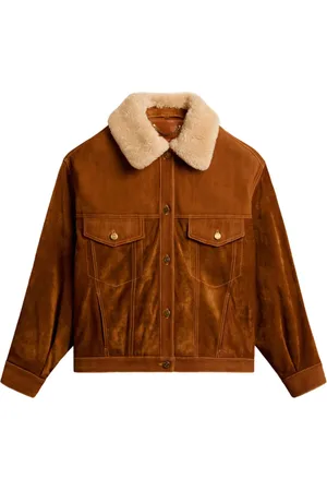 Golden Goose Jakke, Dame, Brun, XS, Læder, Shearling Collar Læderjakke