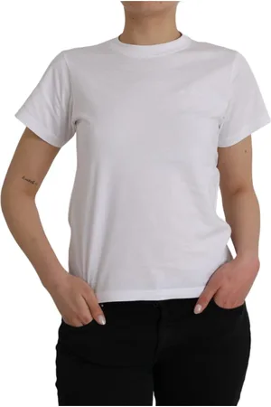 Balenciaga Top, Dame, Hvid, XS, Bomuld, Bomulds T-shirt med Rund Hals