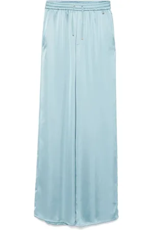 HERNO Bukser, Dame, Blå, M, Satin, Aquamarine Satin Palazzo Bukser