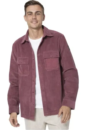 Belstaff Skjorte, Herre, Rød, 2XL, Bomuld, Burgundy Corduroy Overshirt
