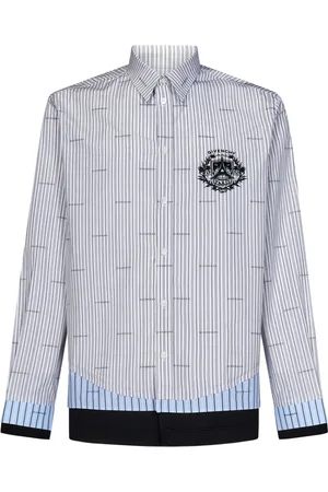 Givenchy Skjorte, Herre, Grå, L, Bomuld, Grå Stribet Crest Skjorte