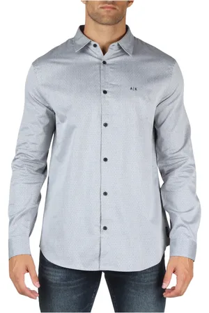 Armani Exchange Skjorte, Herre, Grå, S, Bomuld, Regular Fit Bomuldshirt med broderet logo