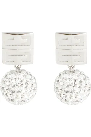 Givenchy Tilbehør, Dame, Grå, ONE SIZE, Crystal Pendant Logo Stud Øreringe