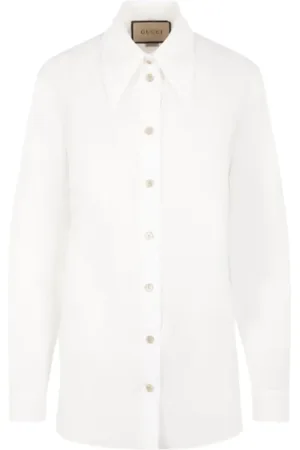Gucci Bluser & Skjorter, Dame, Hvid, S, Bomuld, Knaplukket bomuldsskjorte