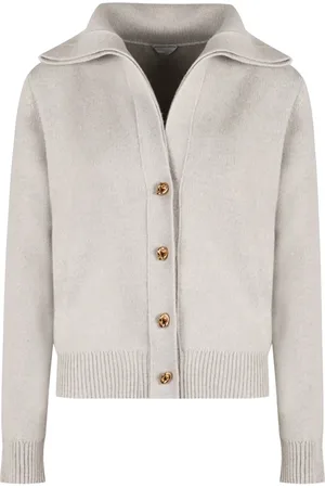Bottega Veneta Strik, Dame, Grå, S, Uld, Grå Uld Cardigan Sweater Aw24