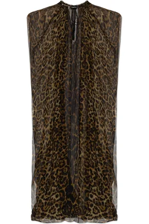 Tom Ford Kjole, Dame, Brun, ONE SIZE, Silkekjole med dyreprint