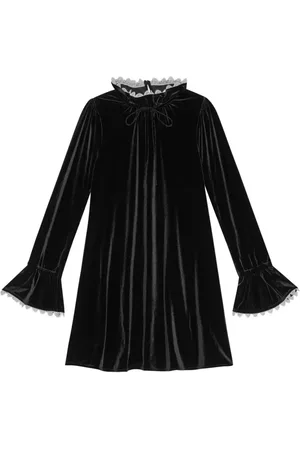 Ganni Kjole, Dame, Sort, L, Velvet A-line Mini Kjole