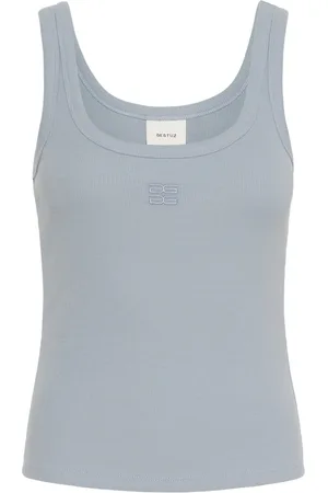 Gestuz Top, Dame, Blå, L, Uld, Logo Top 2.0 Grå Blå