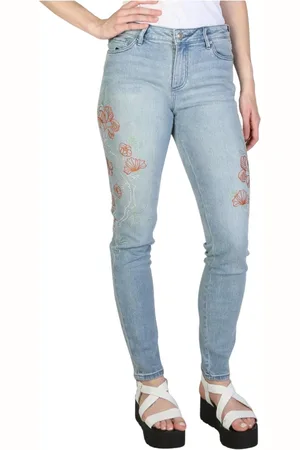 Armani Exchange Jeans, Dame, Blå, W30, Bomuld, Floral Logo Skinny Jeans