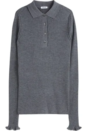 Aspesi Strik, Dame, Grå, S, Uld, Merino Uld Langærmet Polo