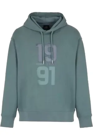 Armani Exchange Sweathshirts & Hoodies, Herre, Grøn, XL, Bomuld, Broderet Logo Hoodie