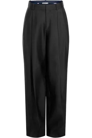 Jacquemus Bukser, Dame, Sort, XS, Uld, Sorte Flarede Silkeuld Bukser