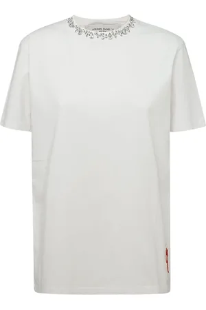 Golden Goose Top, Dame, Hvid, S, Bomuld, Crystal Embellished Cotton T-shirt