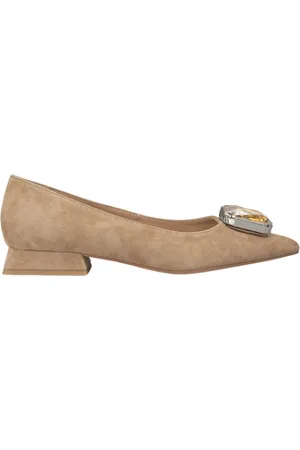 Alma en Pena Sko, Dame, Brun, 41 EU, Læder, Crystal Toe Ballerina Flats