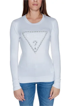 Guess Strik, Dame, Hvid, L, Uld, Hvid strikket sweater med lange ærmer