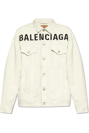 Balenciaga Jakke, Dame, Hvid, S, Denim, Denimjakke med logo