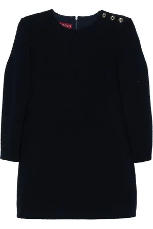 Gucci Kjole, Dame, Blå, M, Uld, Uldblanding Bouclé Kjole