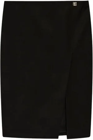 Givenchy Nederdel, Dame, Sort, M, Uld, Sort nederdel med metal logoåbning