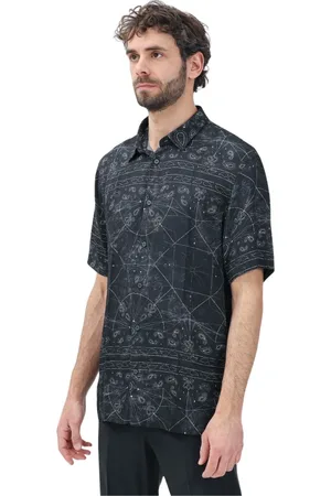 Armani Exchange Skjorte, Herre, Sort, XL, Bandana Print Kortærmet Skjorte