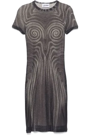 Jean Paul Gaultier Kjole, Dame, Sort, S, Sort Spiral Mesh Kort Kjole