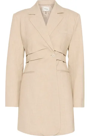 Gestuz Kjole, Dame, , M, Polyester, Elegant Blazer Kjole Light Sand Melange