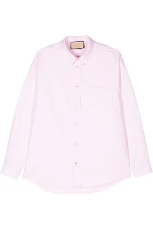 Gucci Bluser & Skjorter, Dame, Lyserød, XL, Bomuld, Broderet Oxford-skjorte i bomuld