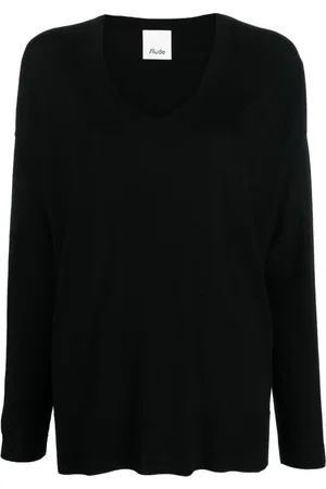 Allude Strik, Dame, Sort, L, V-hals Trøje