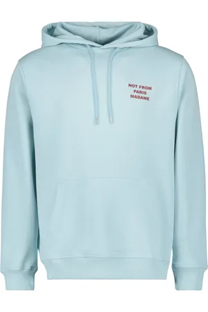 Drôle de Monsieur Sweathshirts & Hoodies, Herre, Blå, S, Bomuld, Lysblå hættetrøje med slogan