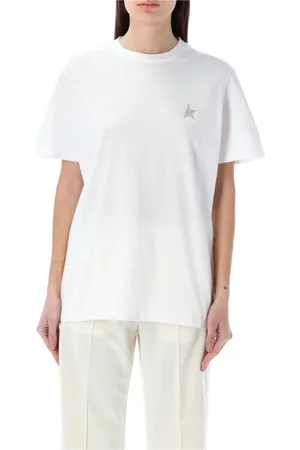 Golden Goose Top, Dame, Hvid, L, Bomuld, Hvid Stjerne Logo T-Shirt Ss25