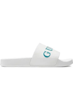 Guess Sko, Herre, Hvid, 45 EU, Uld, PVC-sandaler med logo-relief