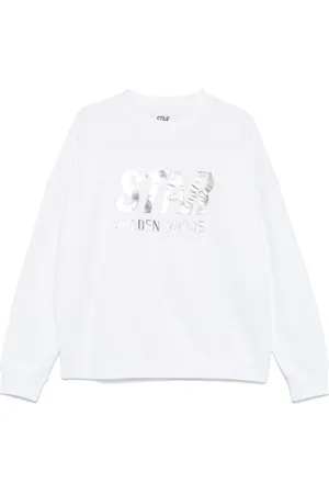 Golden Goose Sweathshirts & Hoodies, Dame, Hvid, XS, Bomuld, Hvid Sweater med Logo Print