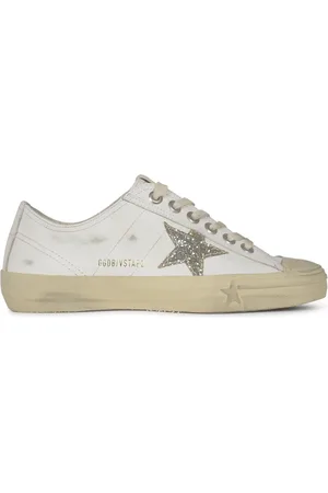 Golden Goose Sko, Dame, Hvid, 42 EU, Læder, V Star 2 Læder Overdel Glitter Stjerne Sneakers