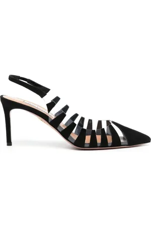 Aquazzura Sko, Dame, Sort, 37 1/2 EU, Uld, Hot Rumor Sling 75