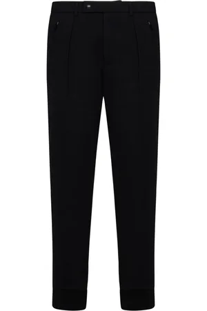 Ralph Lauren Bukser, Herre, Sort, L, Uld, Sort uldblanding bukser med ribstrikkede ben