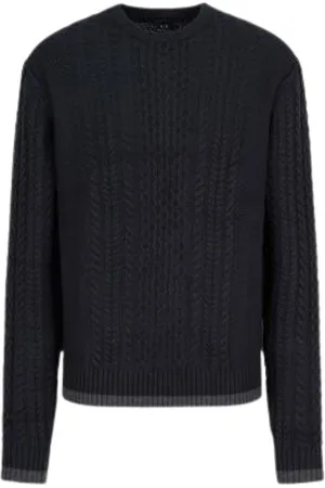 Armani Exchange Strik, Herre, Blå, 2XL, Blå Strikket Trøje, Regular Fit