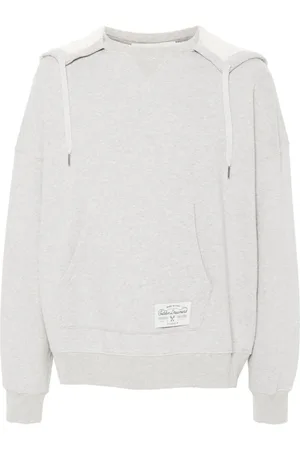 Golden Goose Sweathshirts & Hoodies, Herre, Grå, S, Bomuld, Melange Effect Hættetrøje med Slogan Print