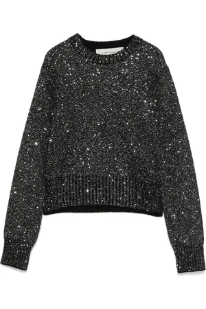 Golden Goose Strik, Dame, Sort, S, Uld, Sequin-broderet sweater