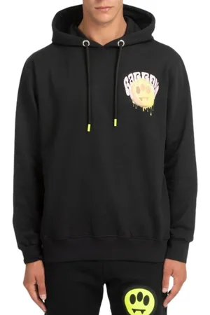 BARROW Sweathshirts & Hoodies, Herre, Sort, XL, Uld, Hoodie med design på bryst og ryg